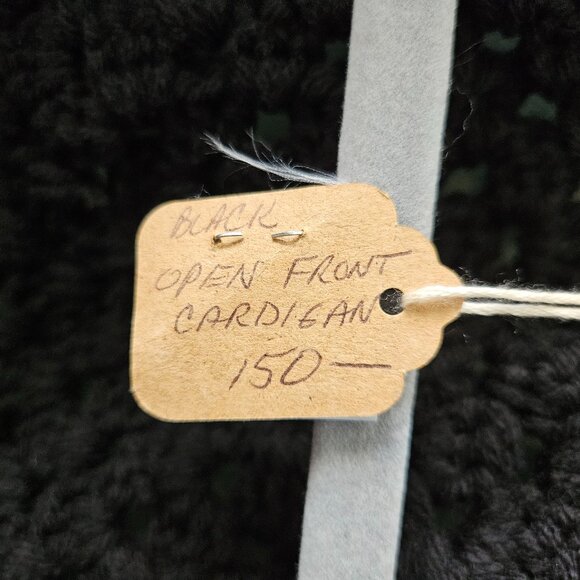 Crochet Knit Handmade Black Cardigan Sweater Balloon Sleeve Cottagecore O/S - Picture 3 of 12